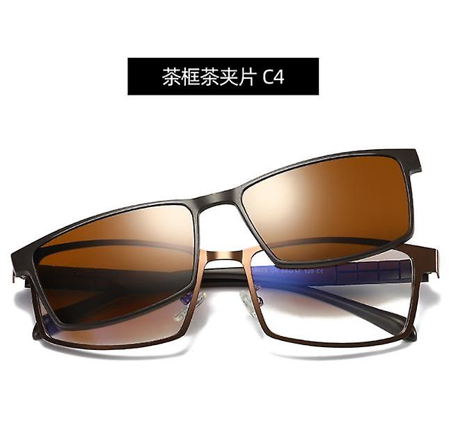 Men's Casual Business Glasses Stainless Steel Polarized Sunglasses Magnetic Design Tac Mirror Sunglasses