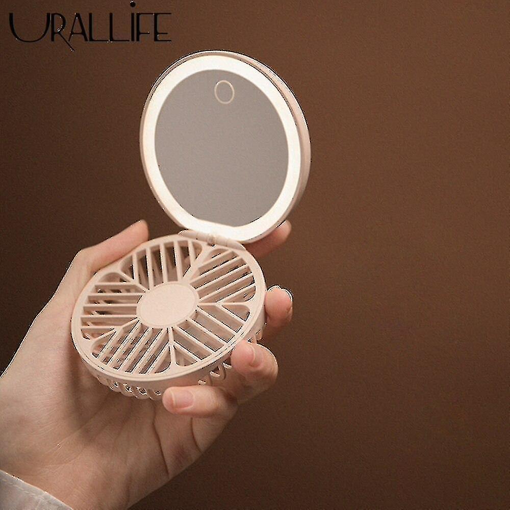 Led Makeup Mirror Touch Control Fan Usb Rechargeable Tool Mini Mute Cooler|makeup