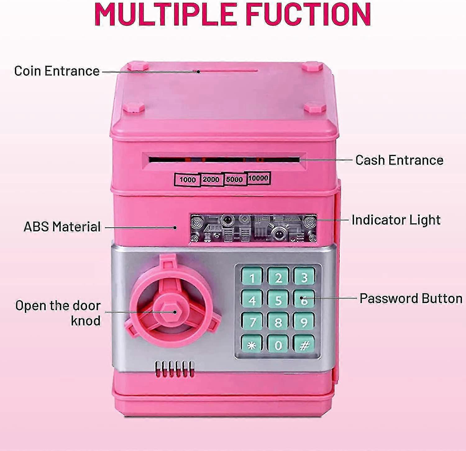 Piggy Bank, Electronic Real Cash Coin Money Bank With Safe Password Lock, Auto Scroll Paper Money Saving Box Toy