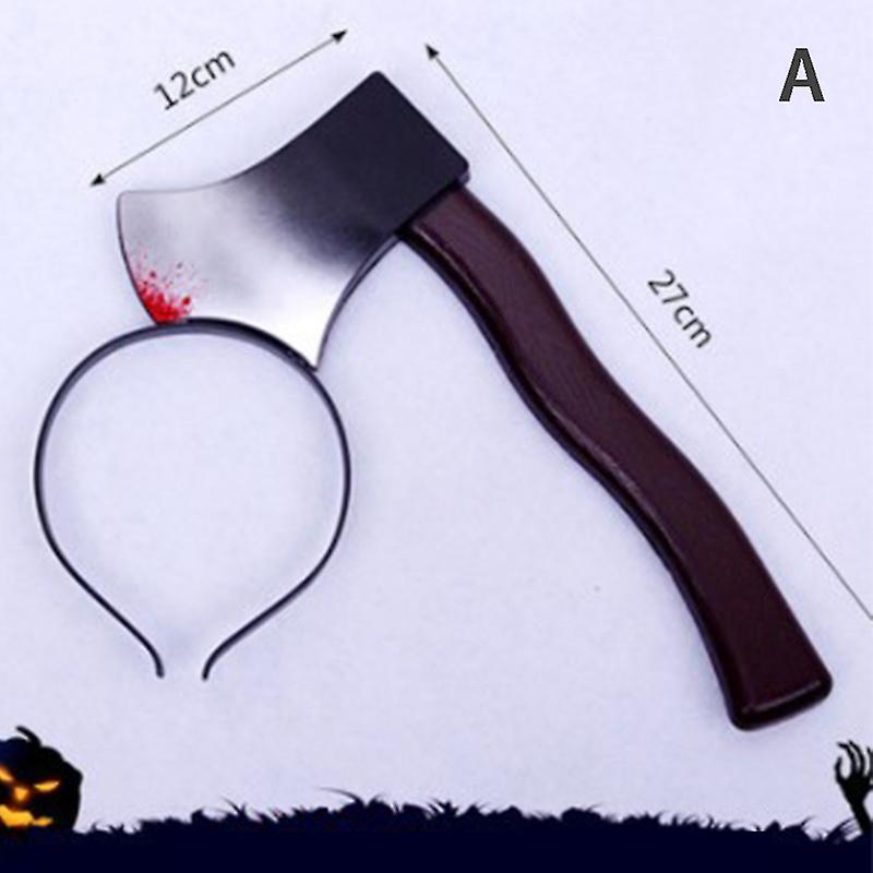 1 Pcs Fake Saw Ax Knife Scary Halloween Headband Tricky Props Horror Party Decor
