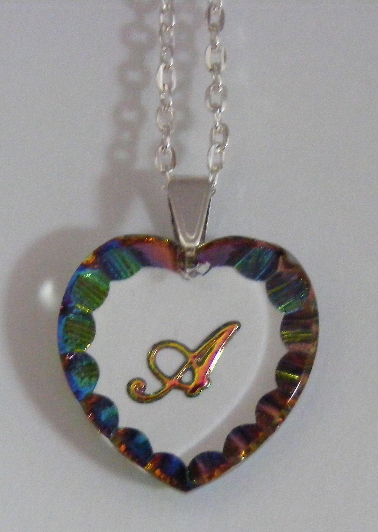 Heliotrope Initial Heart Crystal Pendant Necklace - A