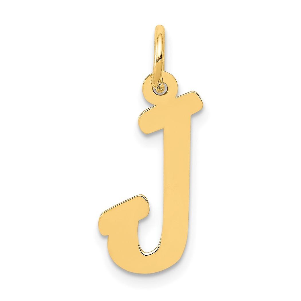 10k Solid Yellow Gold Medium Script Letter J Initial Charm Pendant Necklace for Women - .3 Grams