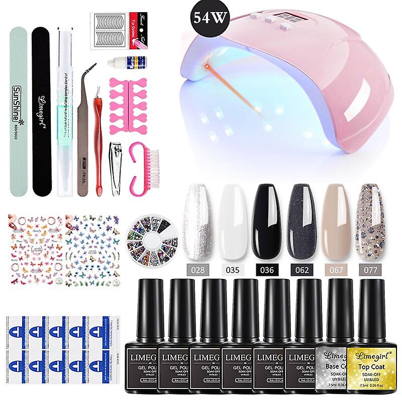 Maniküre Set mit 120/75W / 54W Led Nagellampe Nagel Set 35000rpm Nagelbohrmaschine 30/24 Farbe