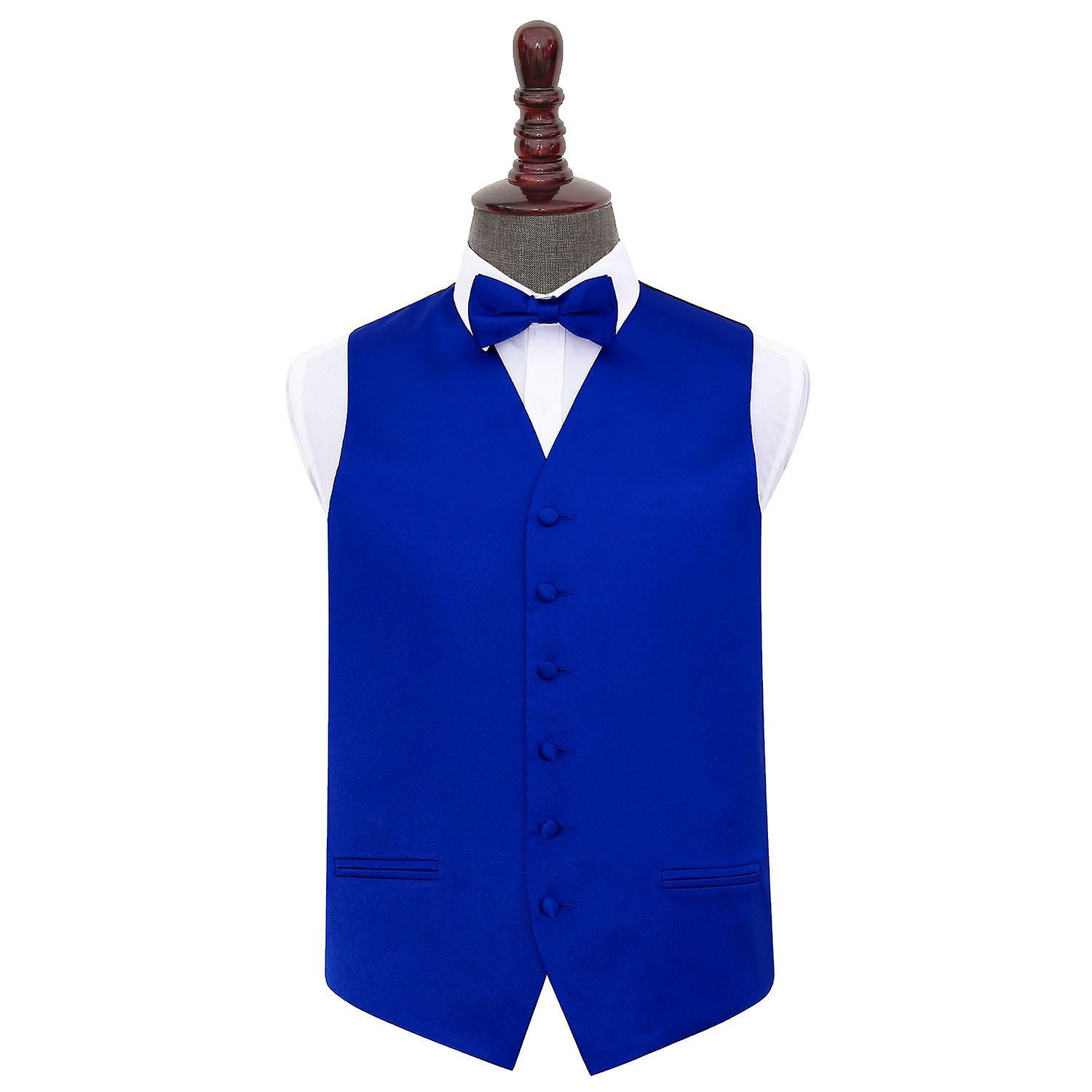 Royal Blue Men's Vest & Butterfly Bow Tie & Hanky Set – Microfiber – Wedding Formal