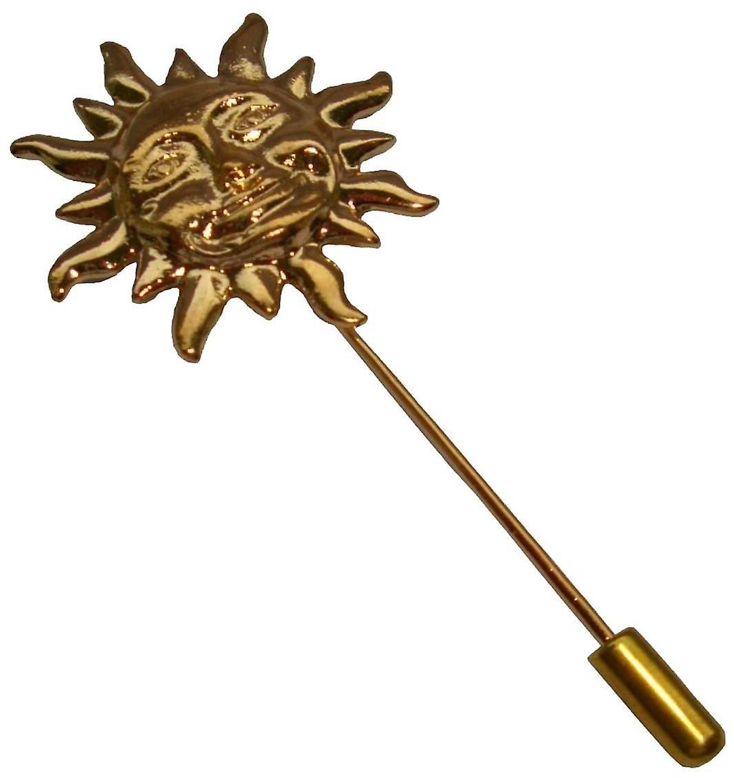 Bassin and Brown Sun Lapel Pin - Gold