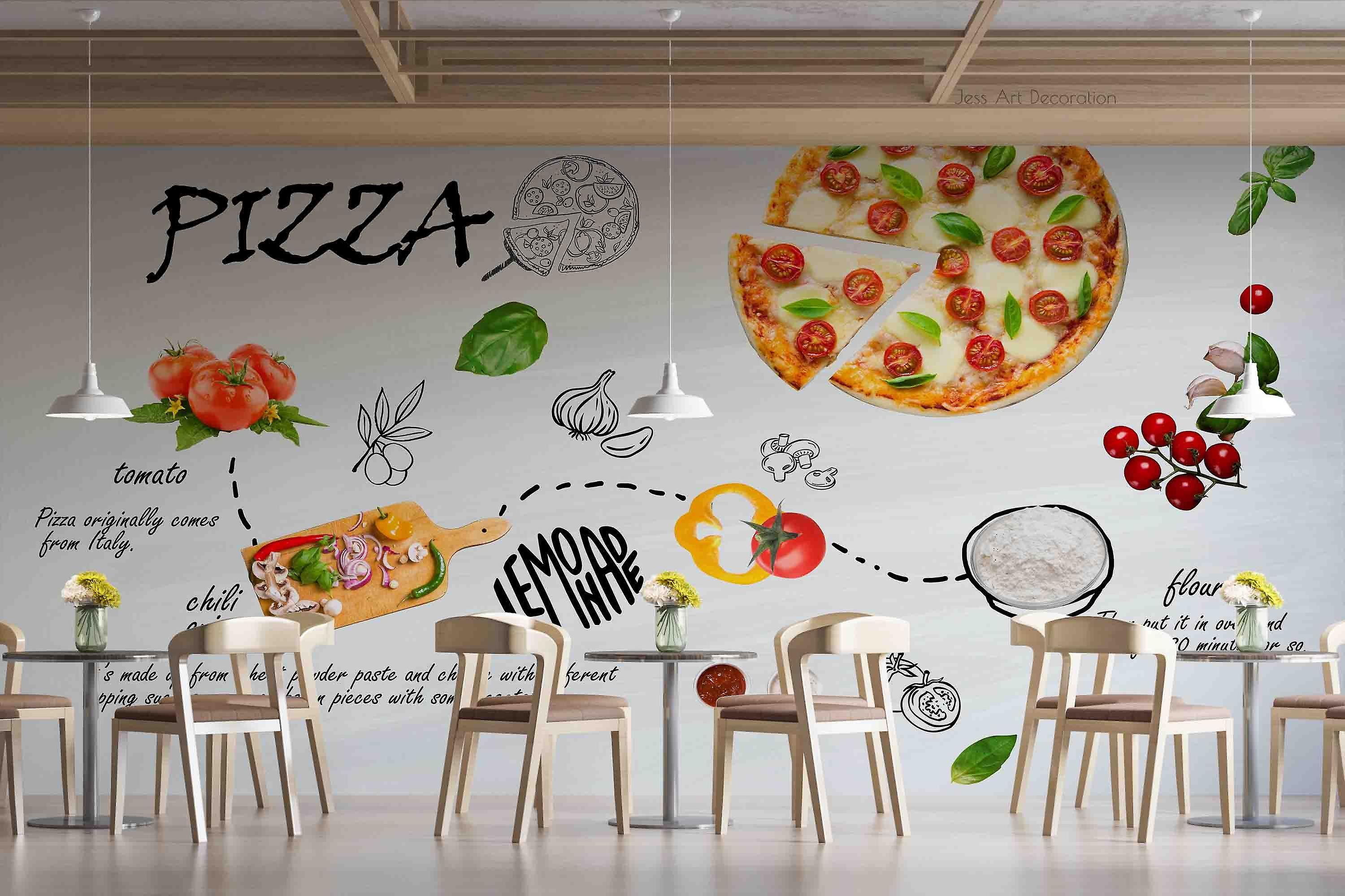 Autocollant Mural 3D Pizza Saucisse - Déco Murale Personnalisable Aux Couleurs Vives