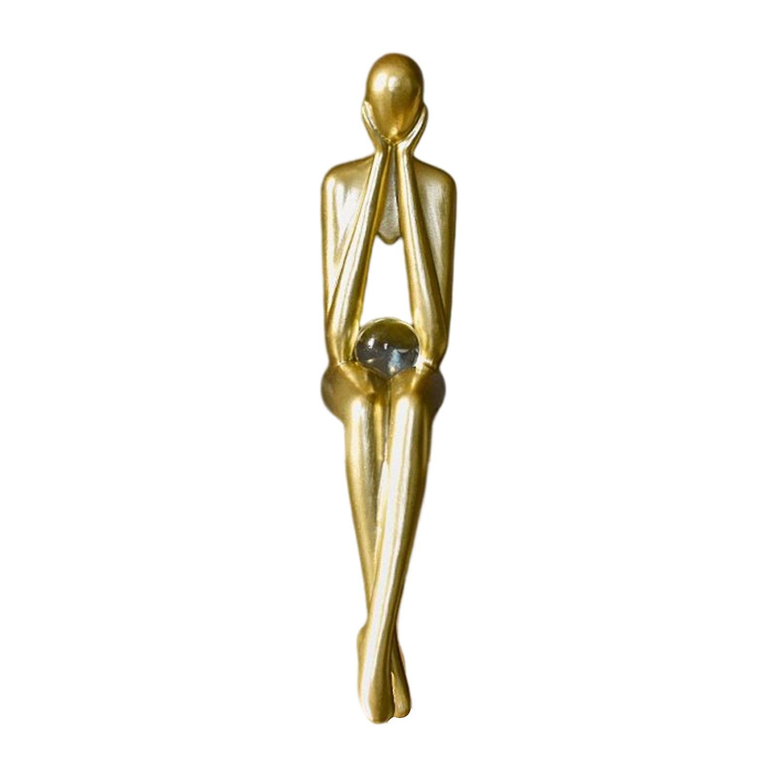Sitting Thinker Statue Abstract Figurine Creative Resin Crafts for Decor StyleA