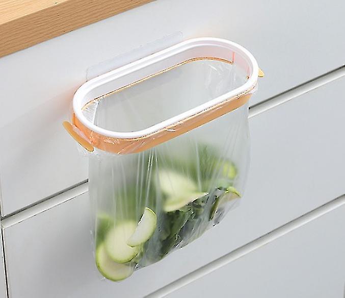 Orange Trash Bag Holder Hanging Rack Under Cabinet Trash Can Portable Garbage Bag Holder Trash Can For Kitchen Dorm