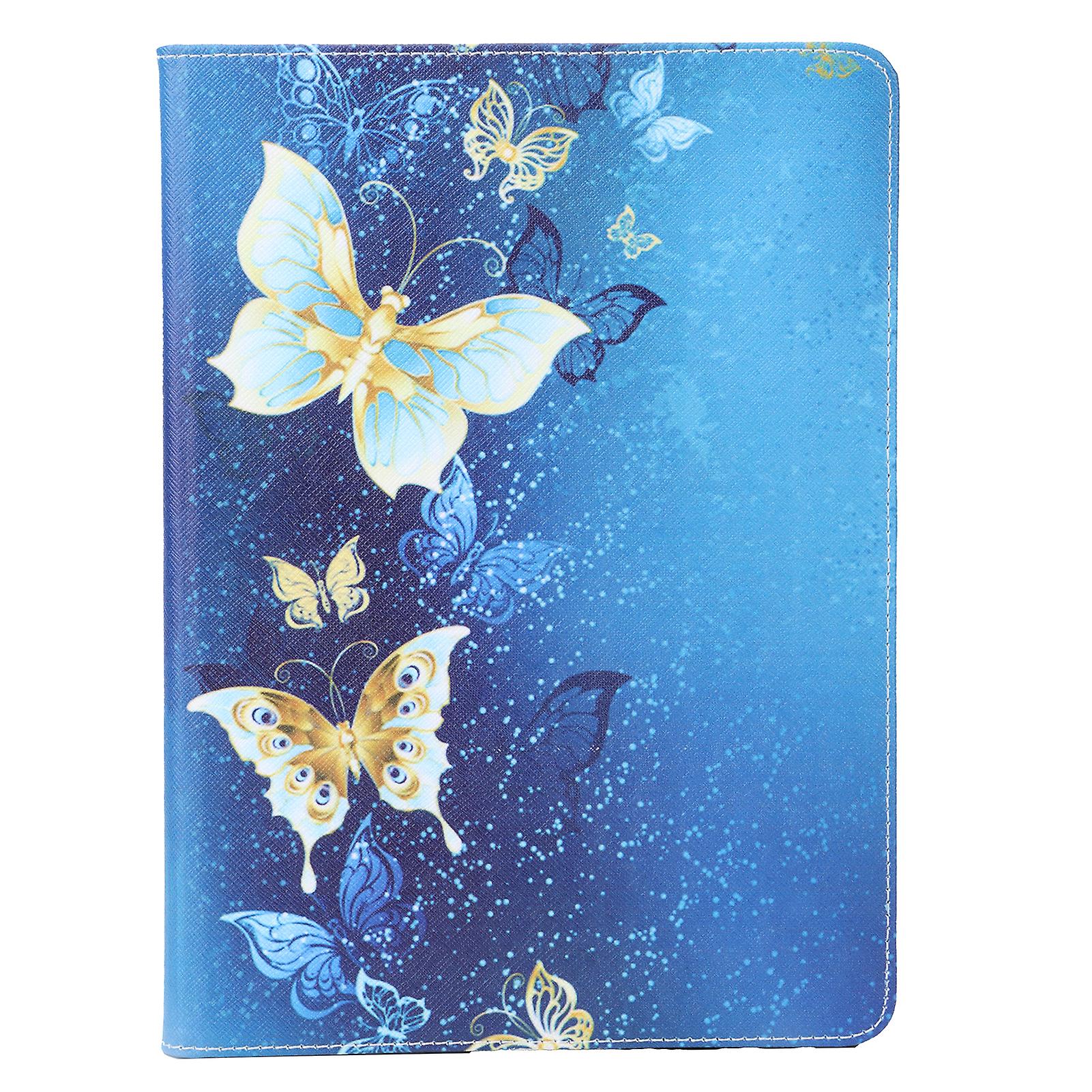 Golden Butterfly PU Leather Tablet Case - 360° Protection, Stand Function, Easy Access