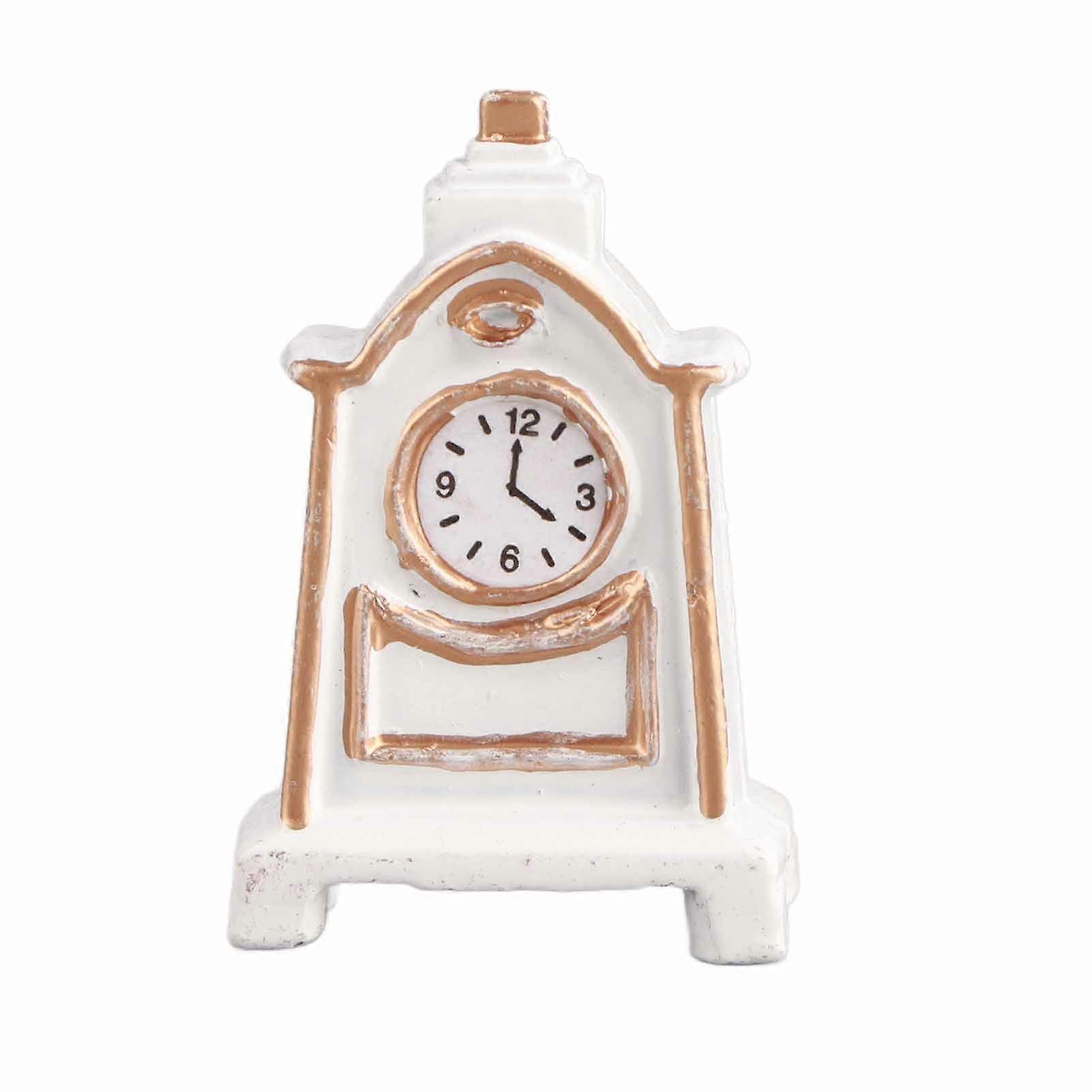 Charming 1:12 Scale Mini White Table Clock for Dollhouse Decor