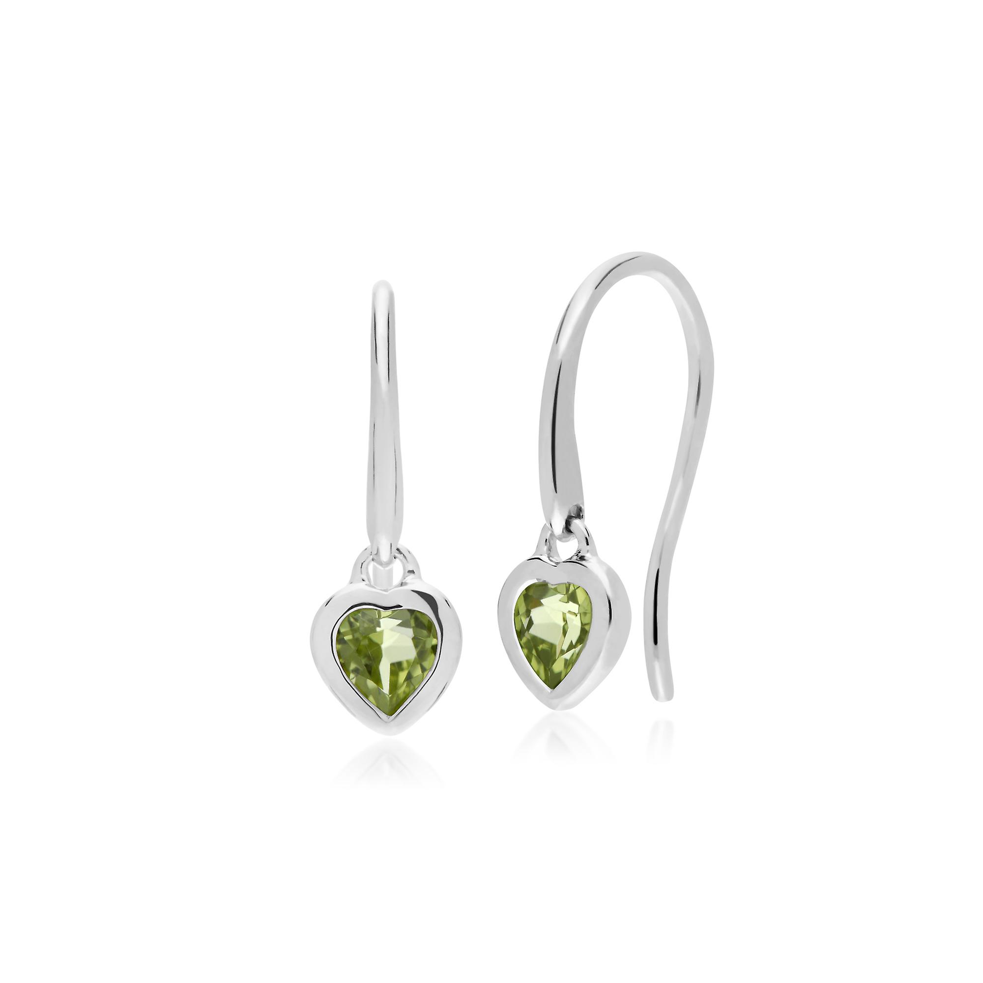Essential Heart Shaped Peridot Drop Earrings in 925 Sterling Silver 270E026204925