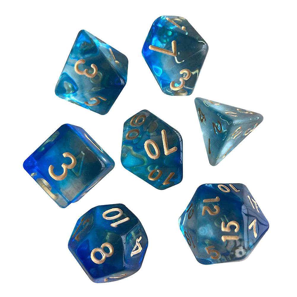 7PCS/Set Two-color Multi-faceted Board Game Gem Dice Set Geometric Dice