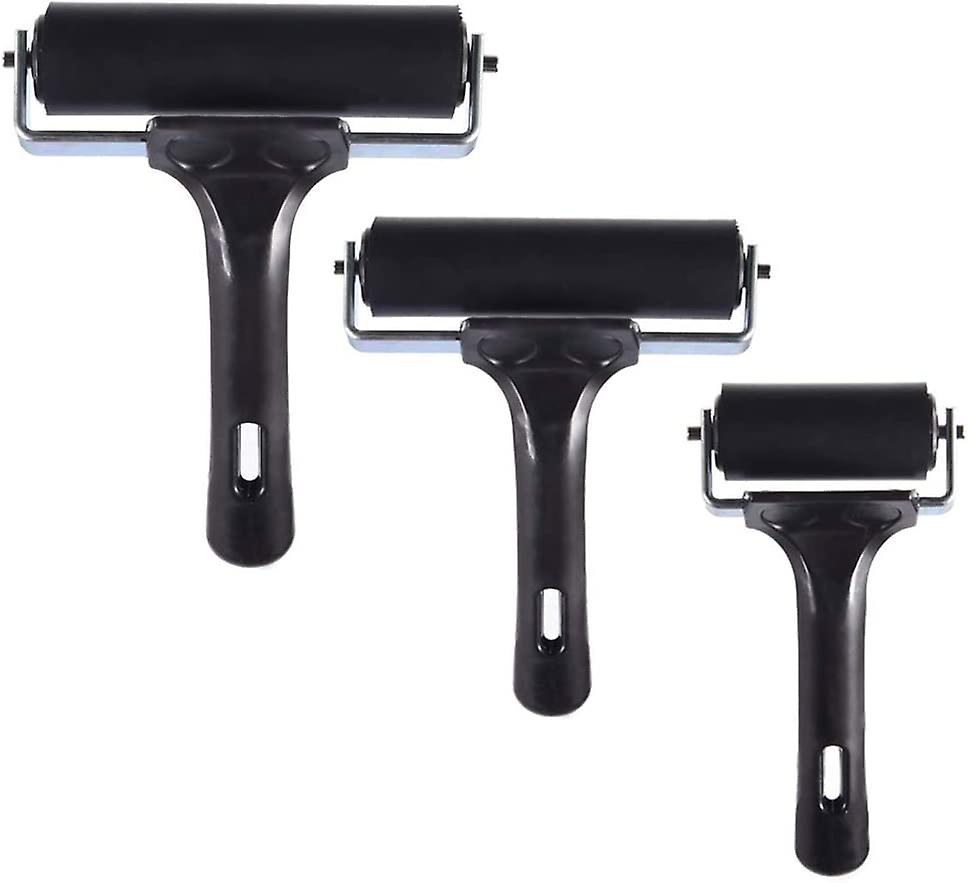 3 Pack Soft Rubber Brayer,Rubber Brayer Roller Paint Brush Ink Applicator Art Craft
