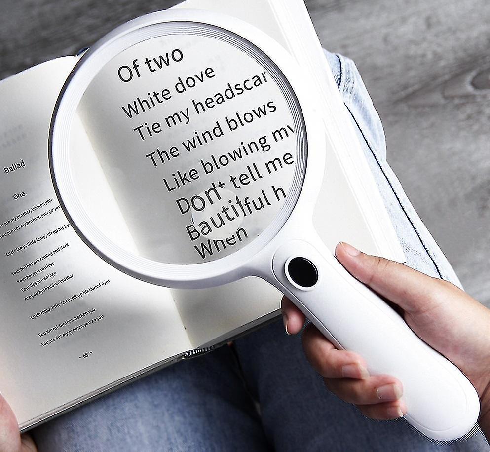10X Super Large Magnifying Glass With Led Lights Usb Old Man Loupe Rechargeable Magnifier