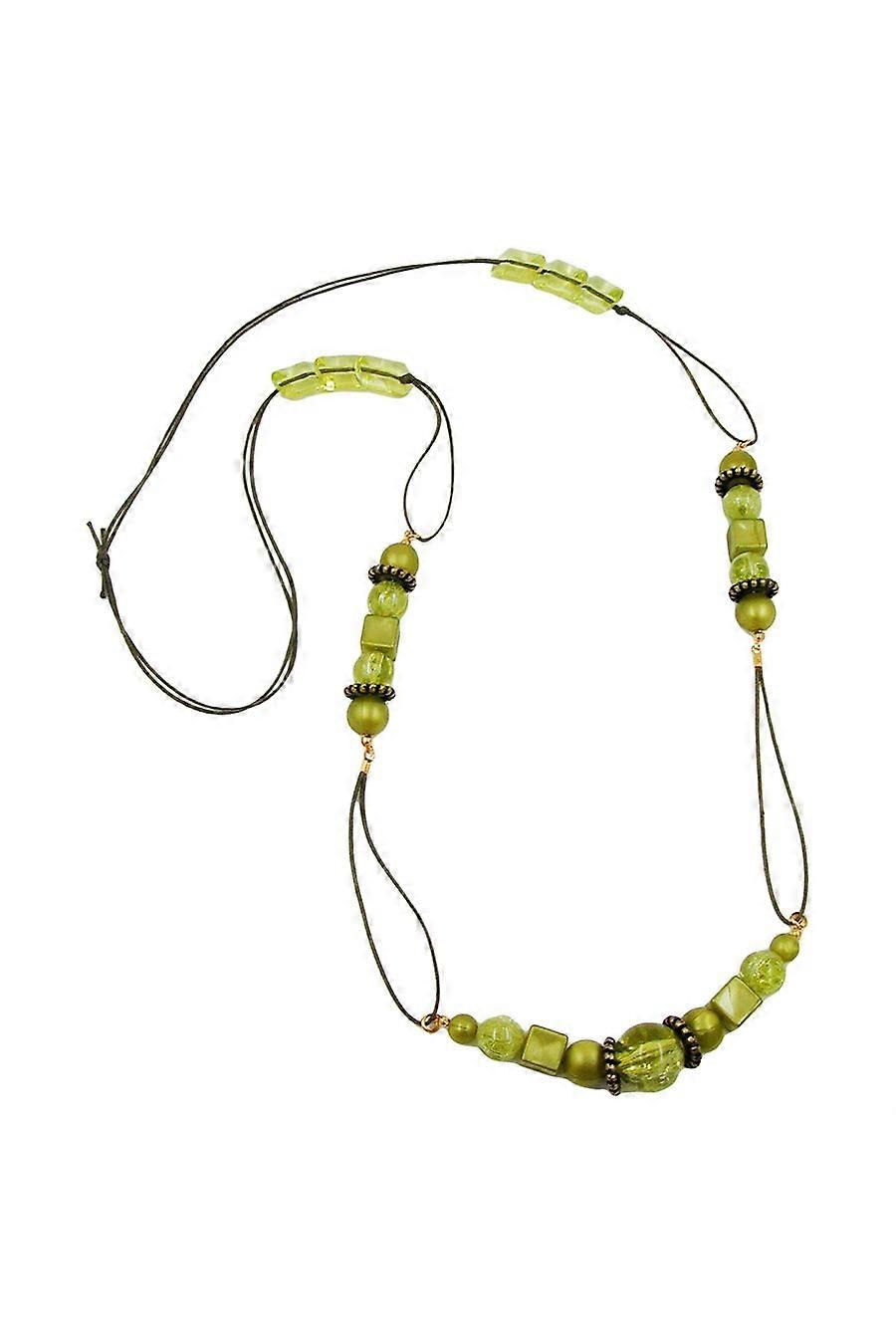 Halskette Grün-Oliv Perlen 100cm - Gl01809