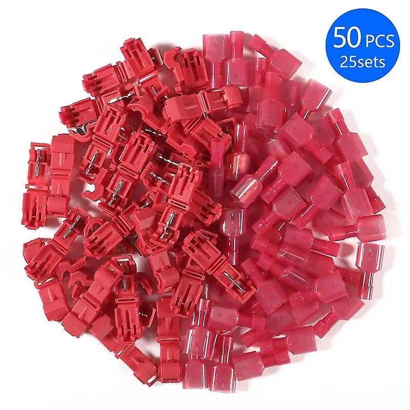 30/50pcs T-Tap Wire Connectors Self-Peeling Quick Splice Wire Terminal Insulation Male Quick Disconnect Spade Terminal Combo Kit