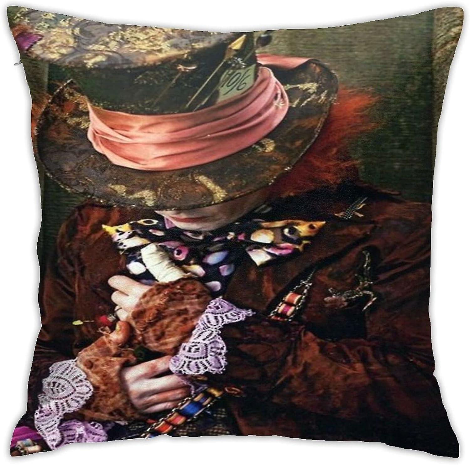 装飾的なクッションカバー、ナイトメアー・ビフォア・クリスマス・ジャック・スケリントンとサリー・フルムーン、カウチソファ枕カバー45c用ソフトスクエアスロー枕