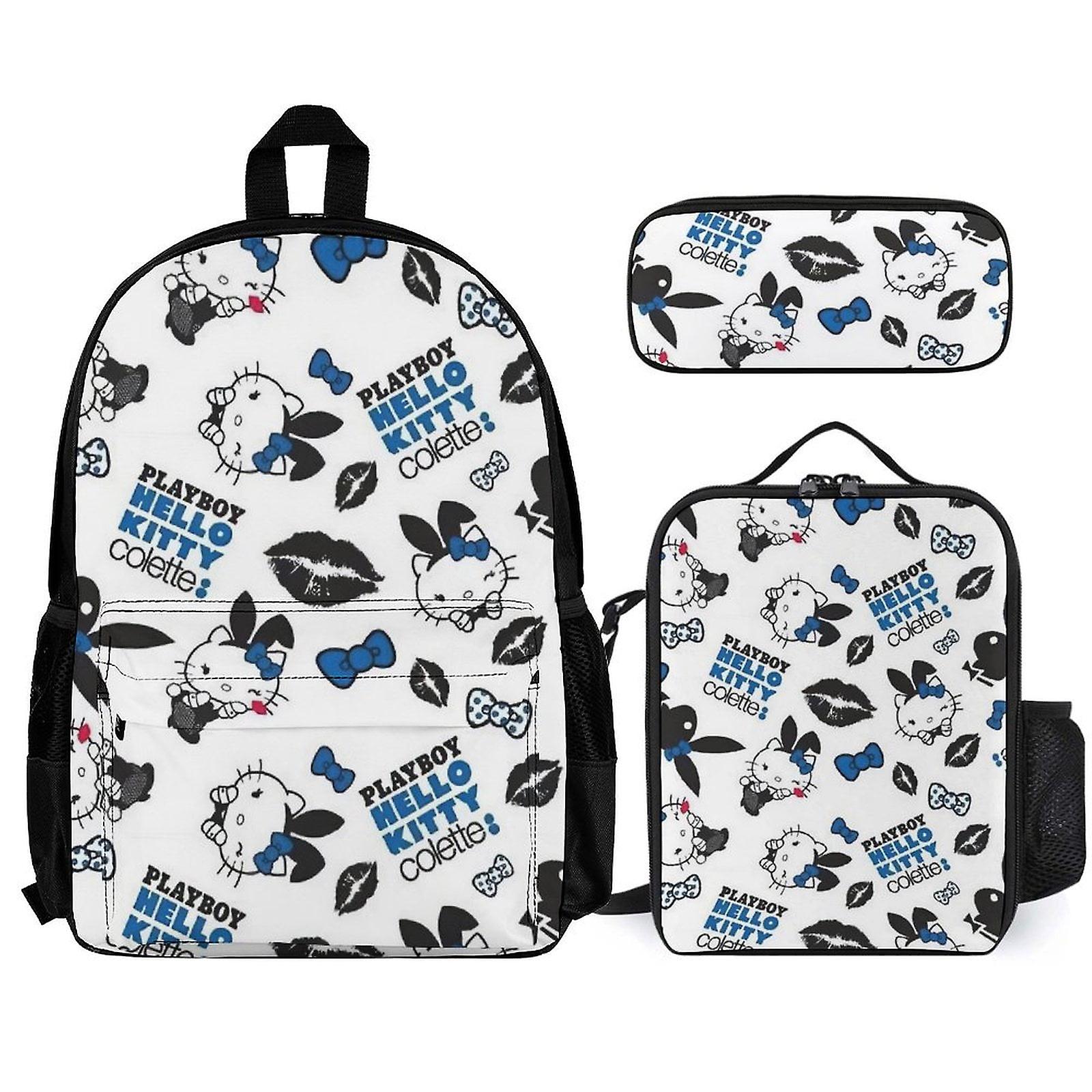 Hello Kitty Backpack Set, Backpack with Lunch Box And Pencil Case 3pcs Set
