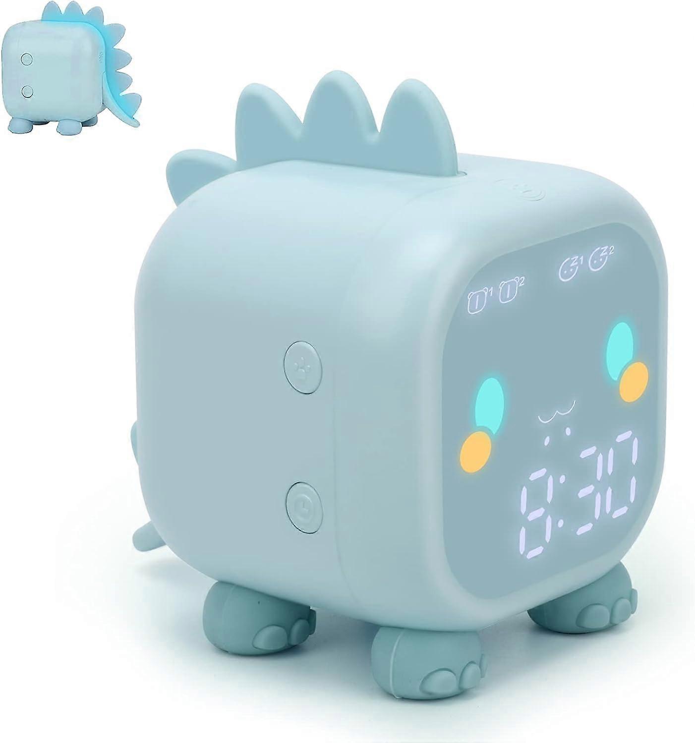 Alarm clock for children, digital alarm clock for nursery, luminous alarm clock with USB alarm (blue)
