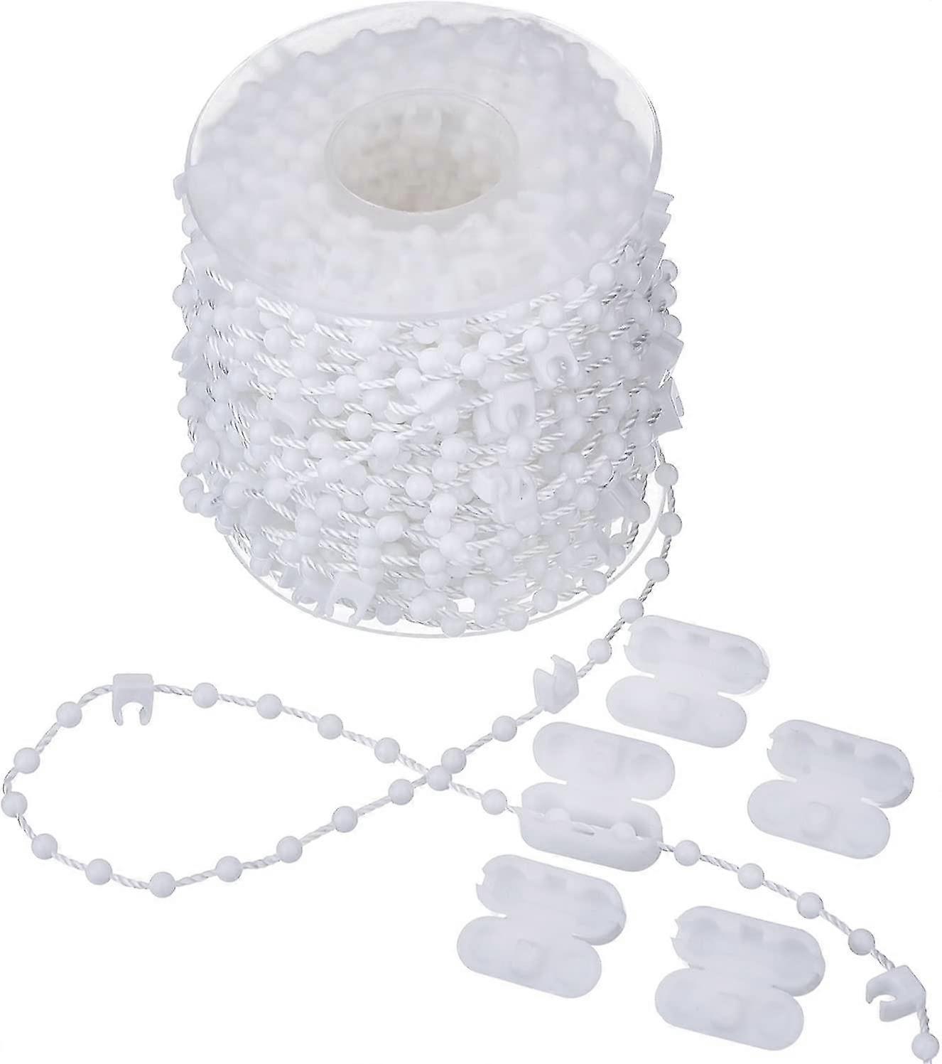 20 Meter Vertical Blind Bottom Chain With 5 Pieces Plastic Chain Connectors 1set, White)