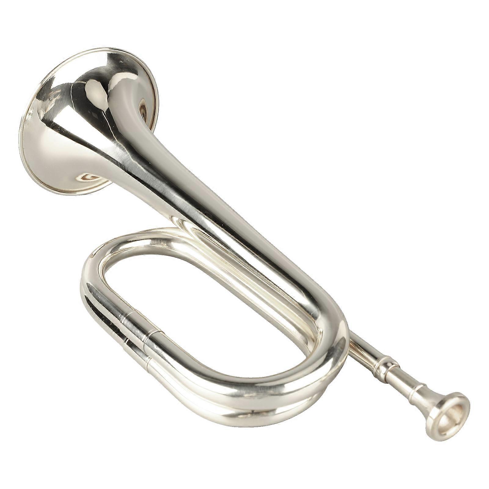 Trompette de style militaire en laiton, clé en do, facile à jouer, avec embouchure, cadeau pour débutants, argent