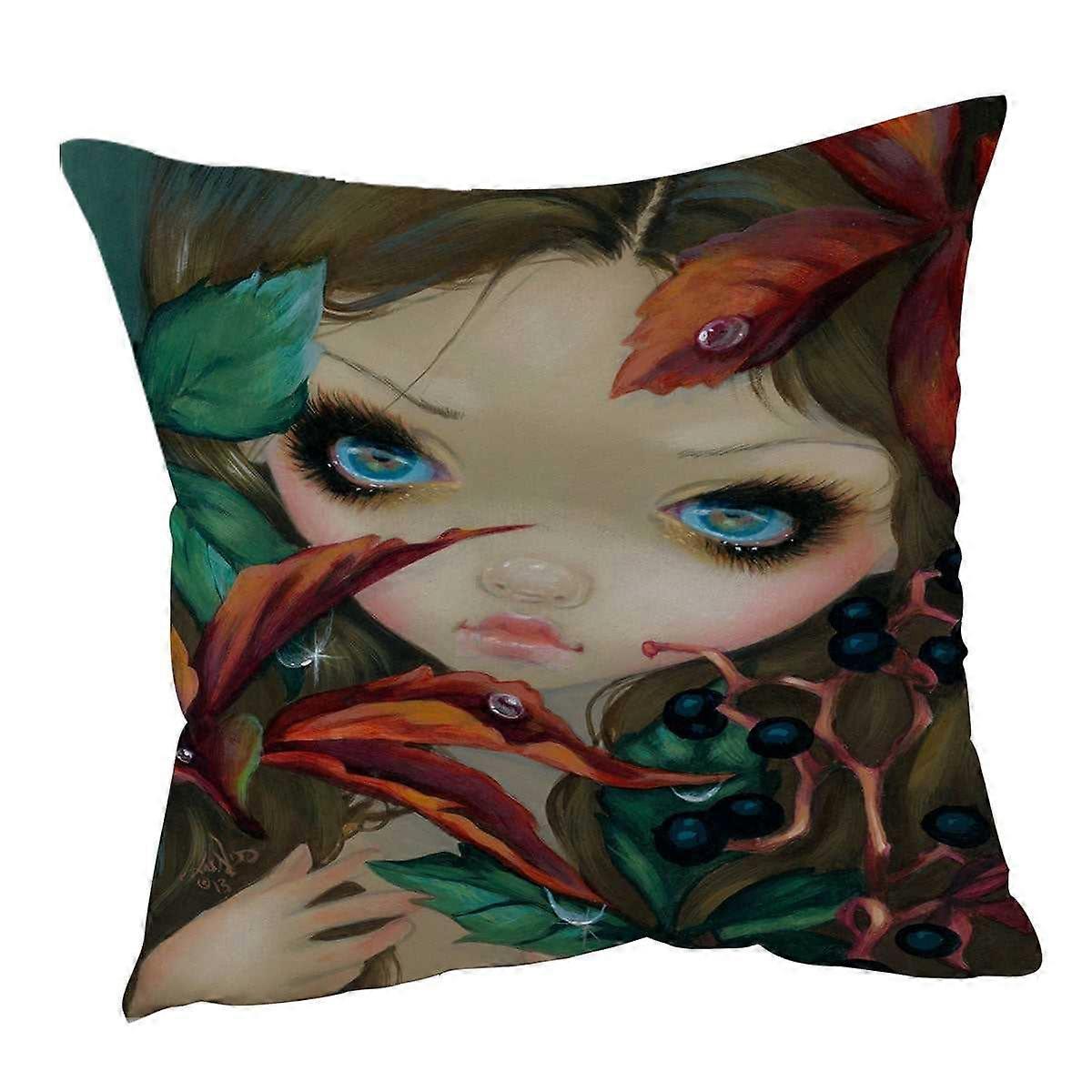 Poisonous Beauties Virginia Creeper Girl and Berries Cushion Cover