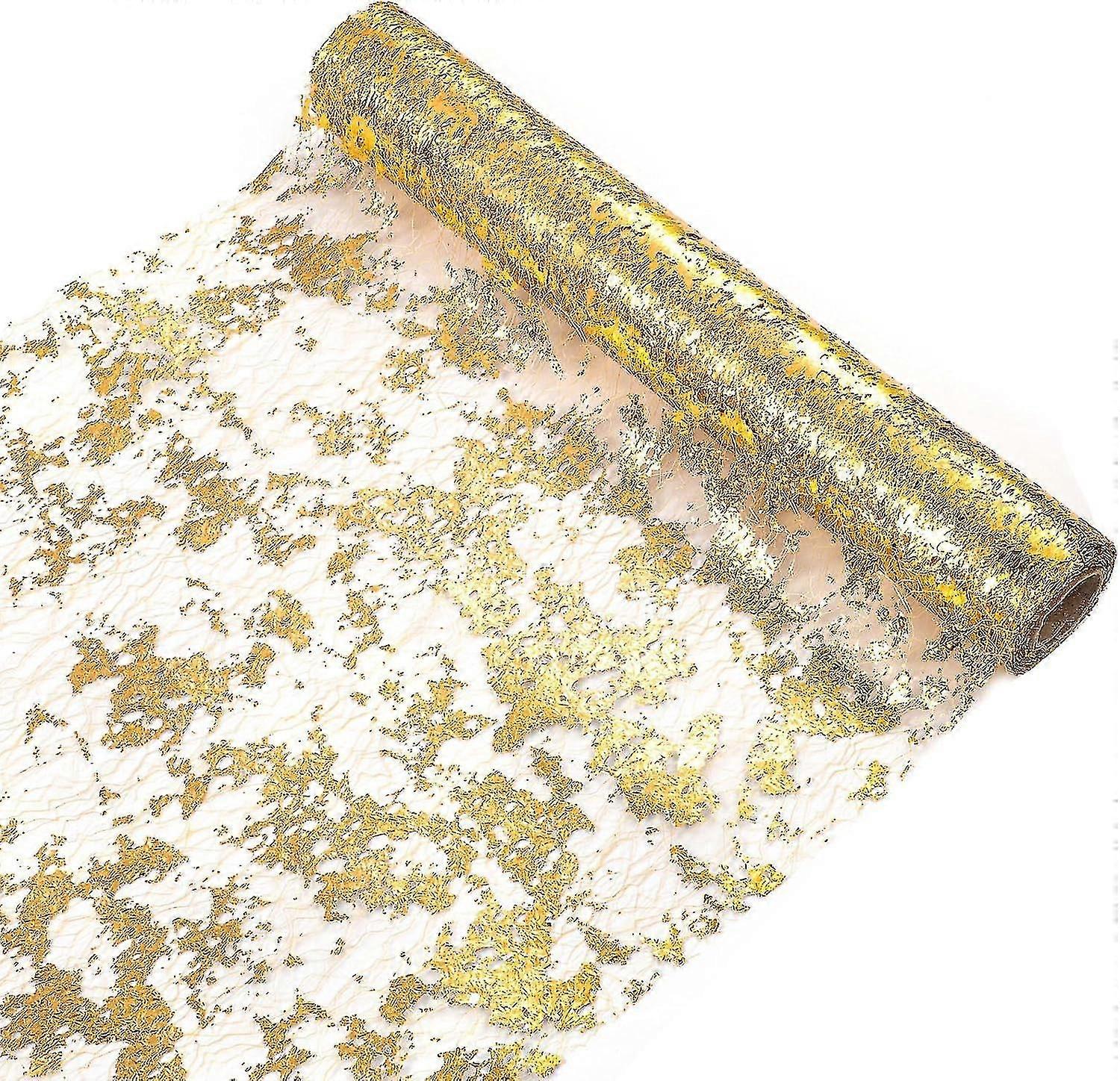 Christmas Table Runner, 28 Cm X 5 M Gold Table Runner Decoration Table, Shiny Gold Table Runner Decorative Metallic Table Ribbon For Christmas Party B