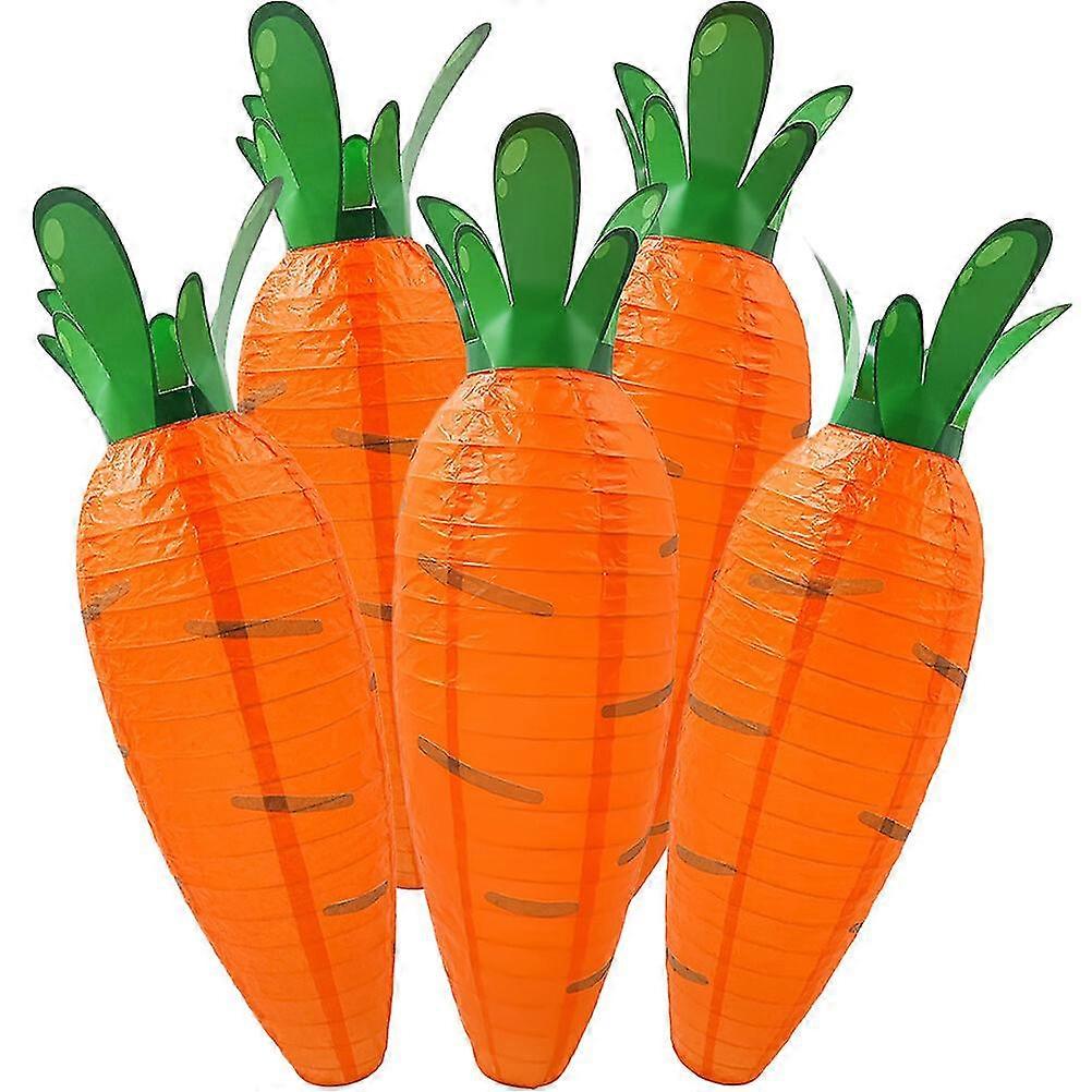 5pcs Easter Decorative Lantern Carrot Shape Paper Lantern Folding Lantern Party Decoration