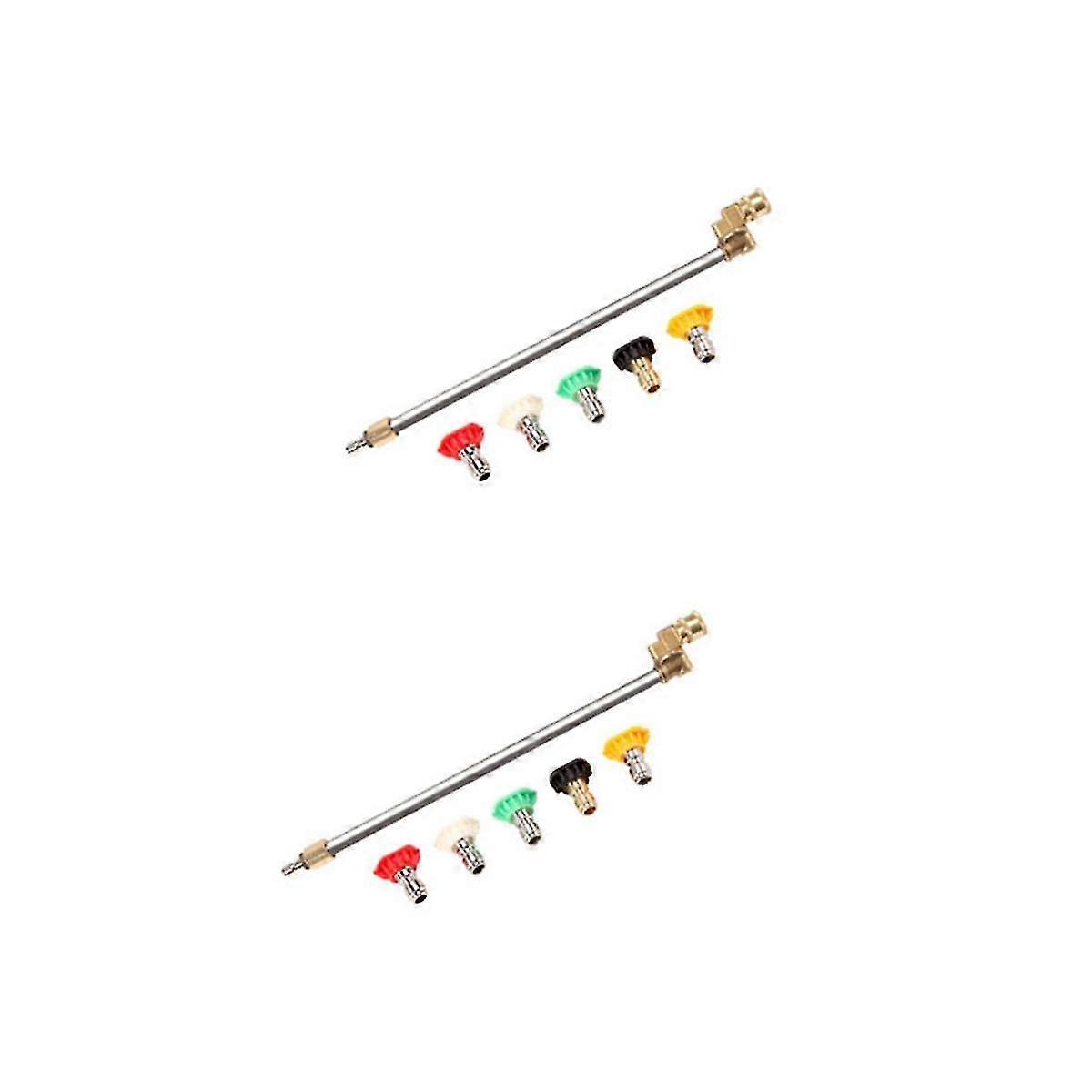 2pcs Pressure Washer Wand With Adjustable Angle Nozzle 5 Angles Quick Connect Pivot Adapter Coupler