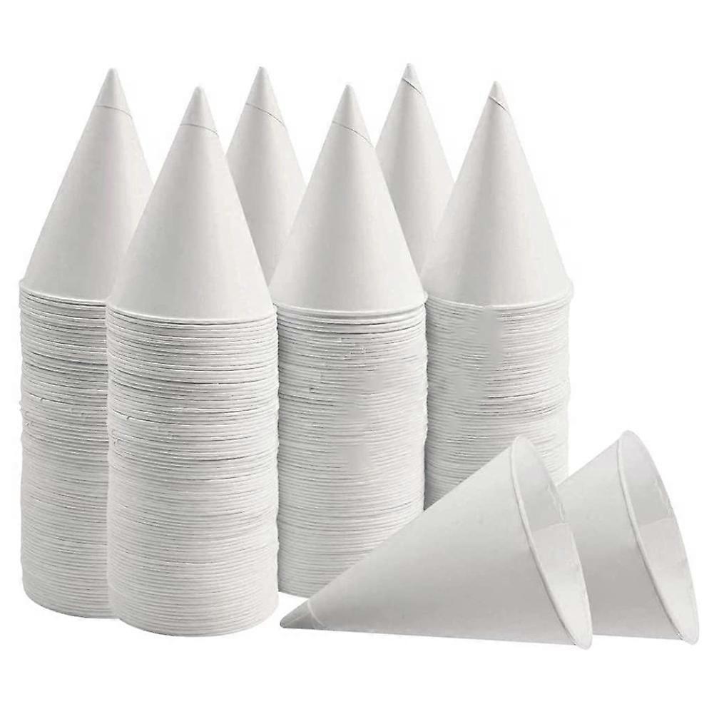 White Paper Cone Cups, Snow Cone Cups,Coated Leakproof Cone Paper Cups for Slush, Shaved Ice, Water