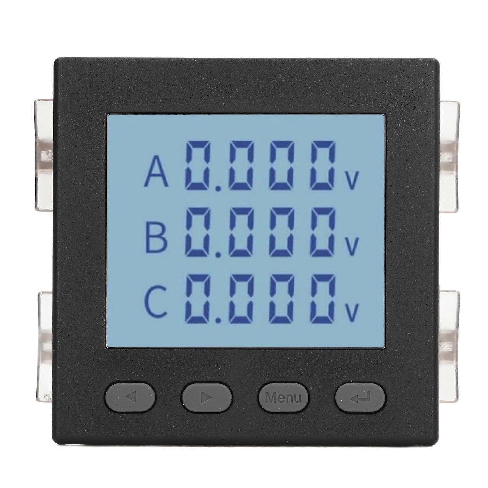 Black Smart 3 Phase Voltage Meter LCD Display Intelligent ABS Flame Retardant Housing Voltmeter AC220V