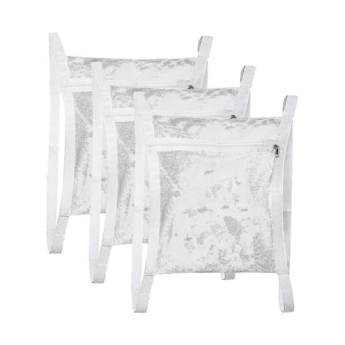 3 Pcs Sneaker Wash&Dry Net Bag for Dryer,Honey Comber Mesh Bags with Zipper and Strap for Shoes,Lau