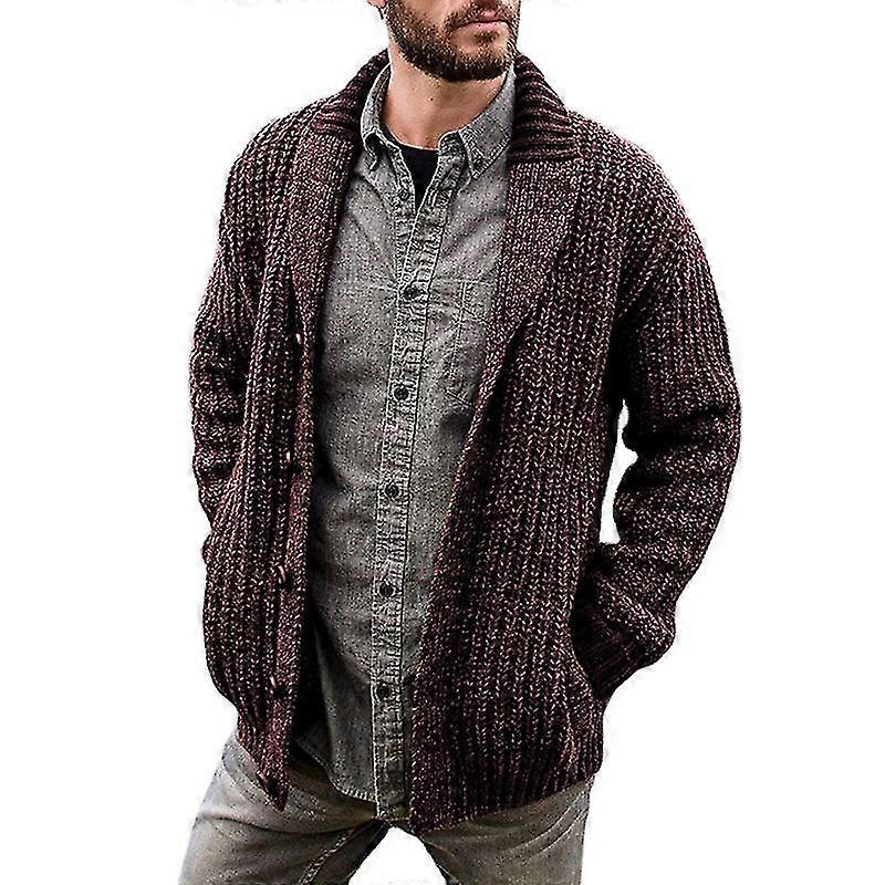 Herren Strickjacke Einfarbige Langarm-Strickpullover-Mantel
