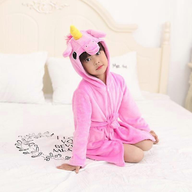 أطفال صبي فتاة يونيكورن مقنعين الصوف Bathrobe لينة ثوب الملابس ثوب رداء دافئ