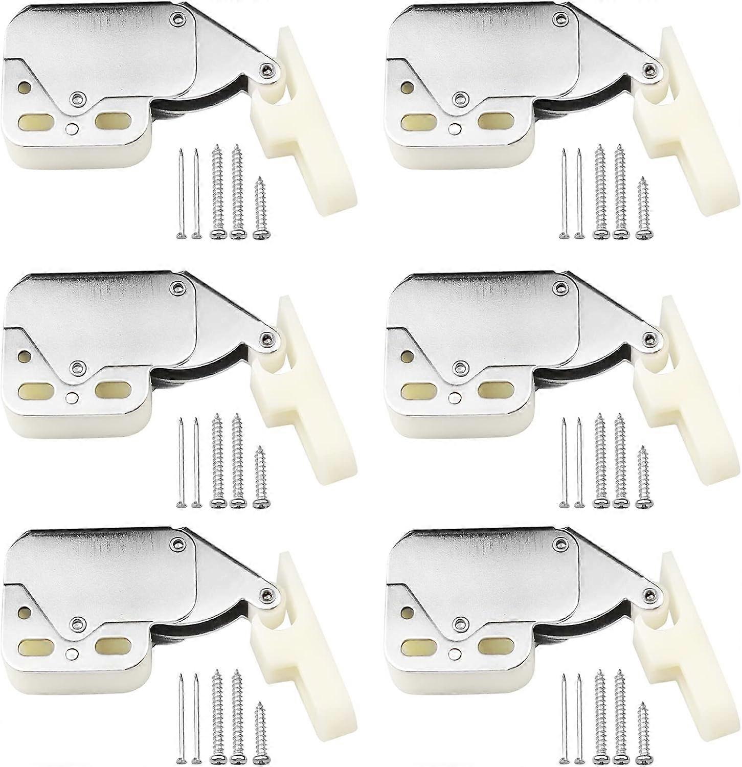 6Pcs Touch Catch Latch Mini Latch Automatic Spring Catch with Screws for Press to Open Cabinet Doors