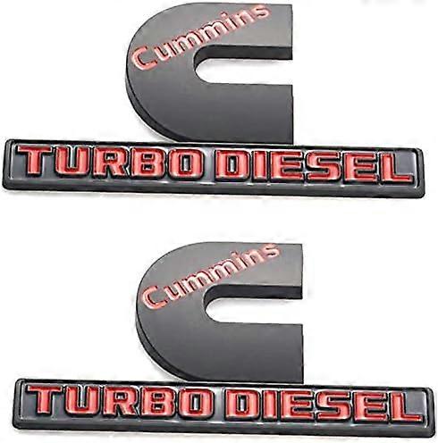 2 Pack Cummins Turbo Diesel Emblems,Badges High Output Nameplate Replacement Sticker for 2500 3500 Fender Emblem(Red)