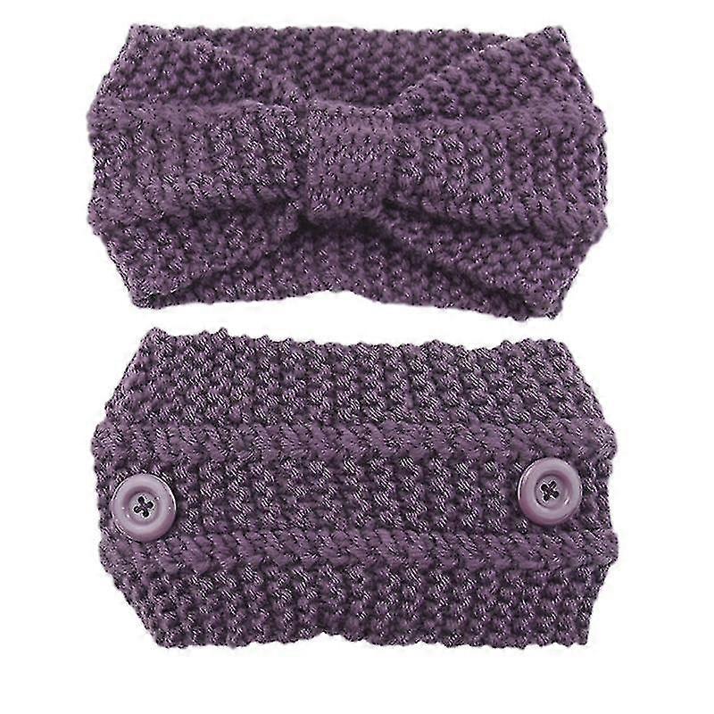 winter knitted button hairband knotted crochet headband ear warmer wide wrap