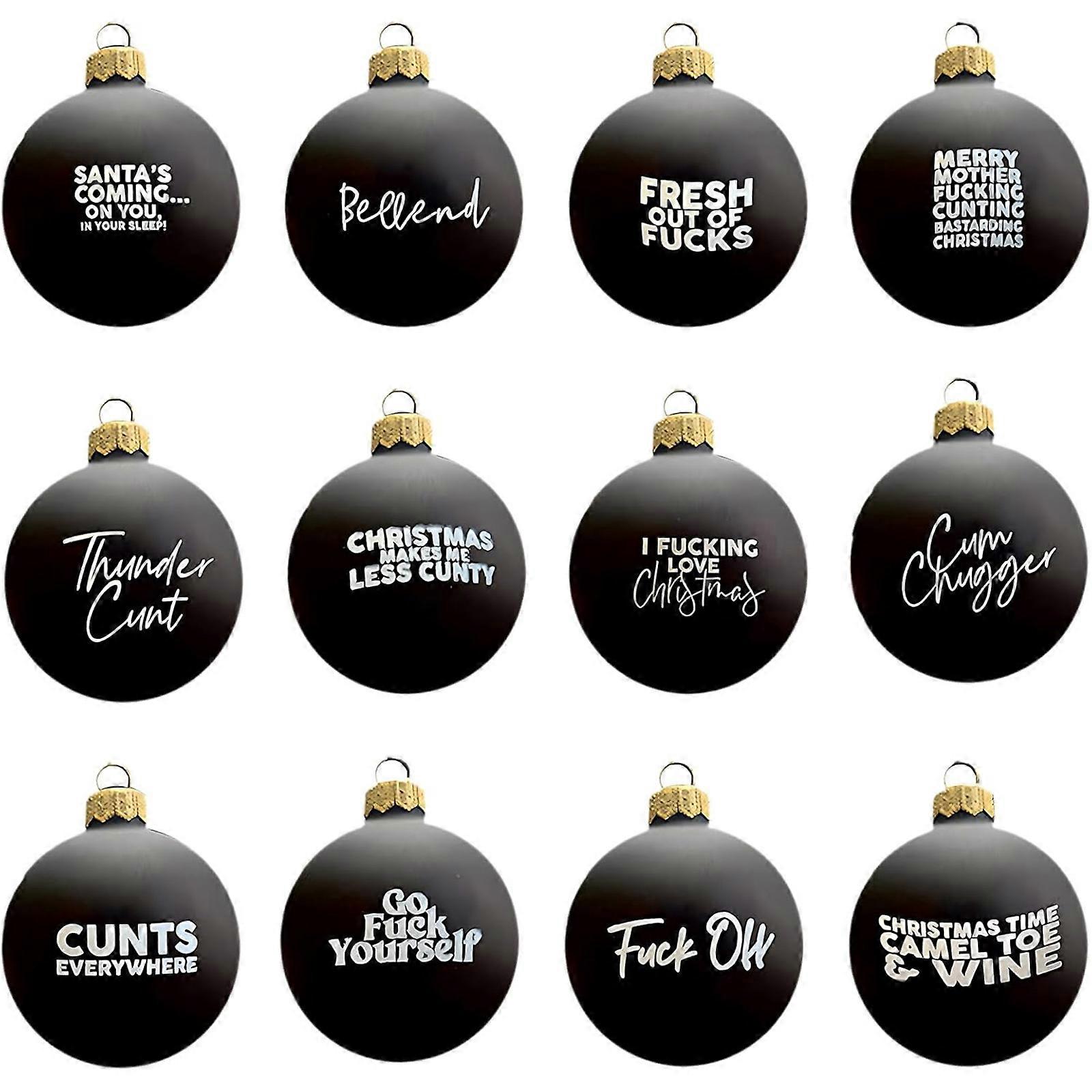 Αστείο χριστουγεννιάτικο στολίδι - 12 Sweary Baubles, 3D πλαστικό μενταγιόν χριστουγεννιάτικο δέντρο