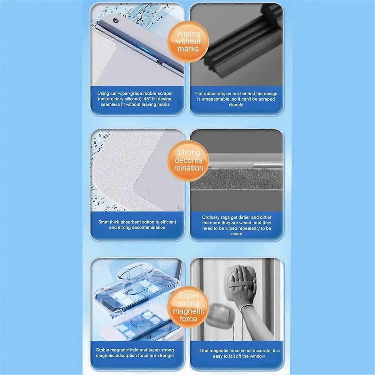 Magnetic Window Cleaning Brush Household Double Sided GlassCleaner High Altitude Strong Magnetic Window Cleaner
