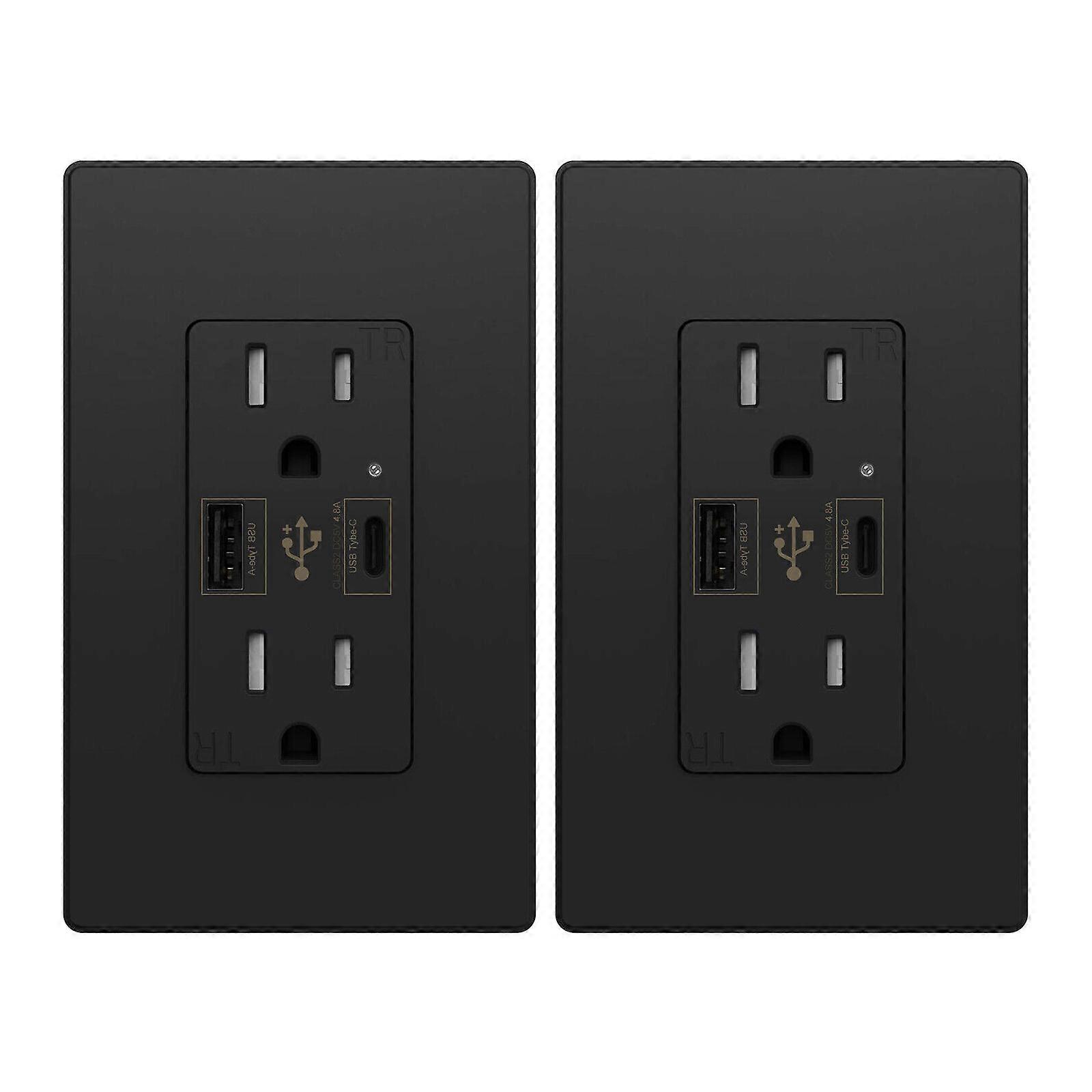 4.8A USB Type C Wall Outlet Duplex Receptacle 15 Amp Tamper Resistant Wallplate t