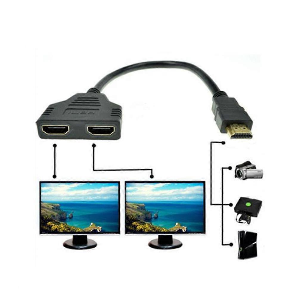 1080p porta HDMI macho para 2 fêmea 1 em 2 para fora conversor adaptador de cabo divisor