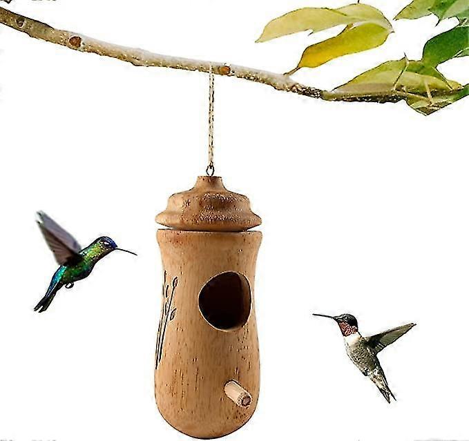 Wooden Hummingbird House, Hummingbird Swinging Hummingbird Nest, Wren Swallow Sparrow Hummingbird House-model 1pcbrown