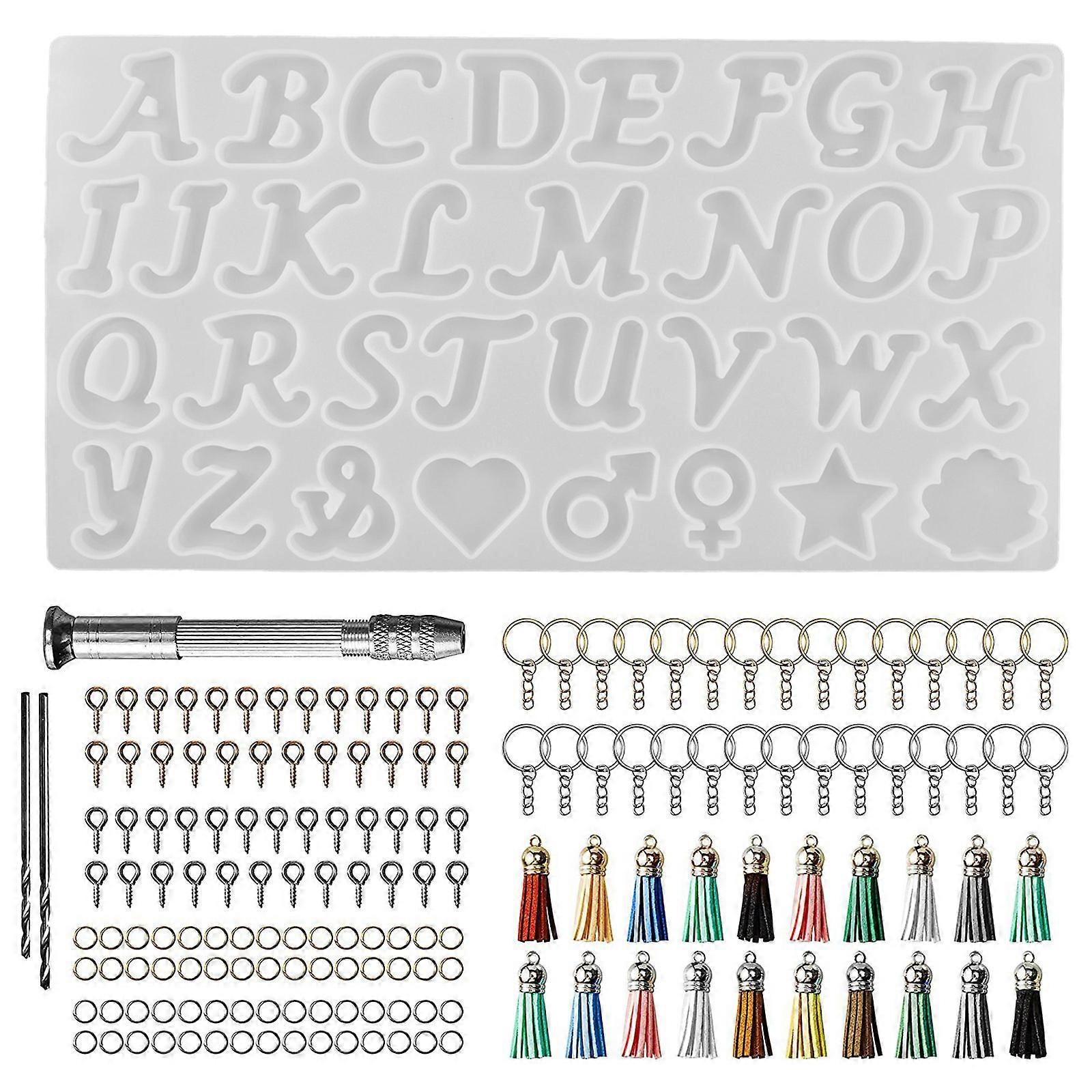Silicone Alphabet Resin Molds Kit Epoxy Resin Casting Molds Keychain Making Set
