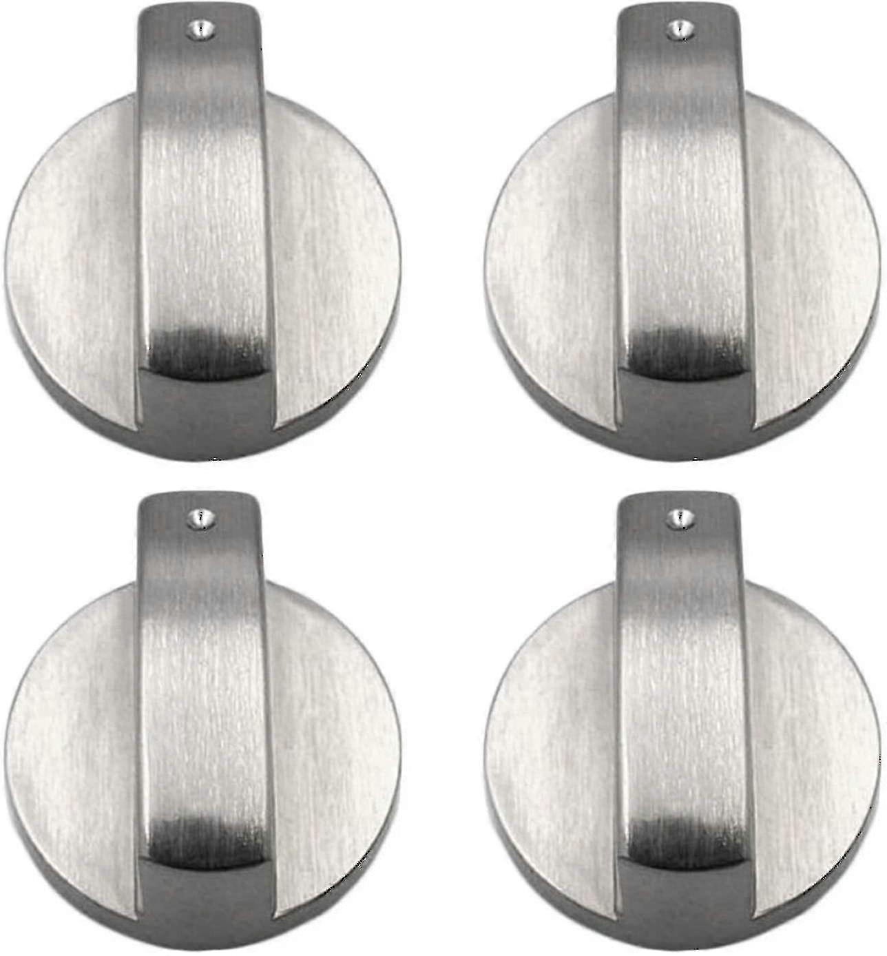 Gasherdknöpfe, 4 Stück, Metall, 6 mm, silberfarben, Einstellknöpfe für Gasherd oder Backofen Bdliv