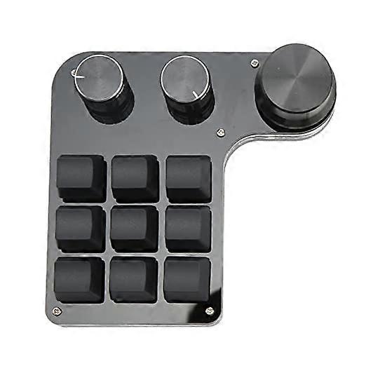 Mini Gaming Keyboard 9 Key 3 Knobs with RGB Backlit Programmable Shortcut Key Keypad for Music Office Media
