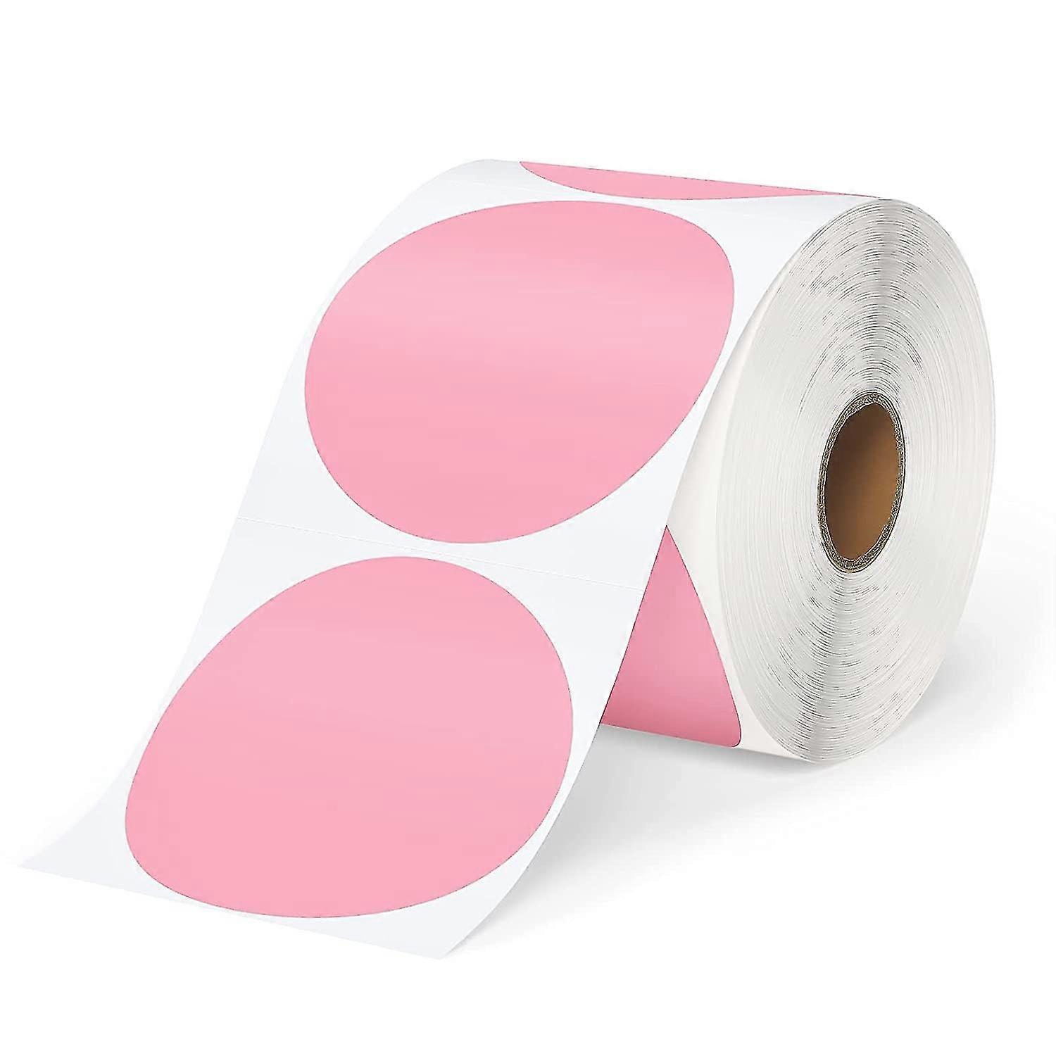 3" Pink Circle Thermal Sticker Labels. Self-adhesive Round Direct Thermal Labels. Multi-pu