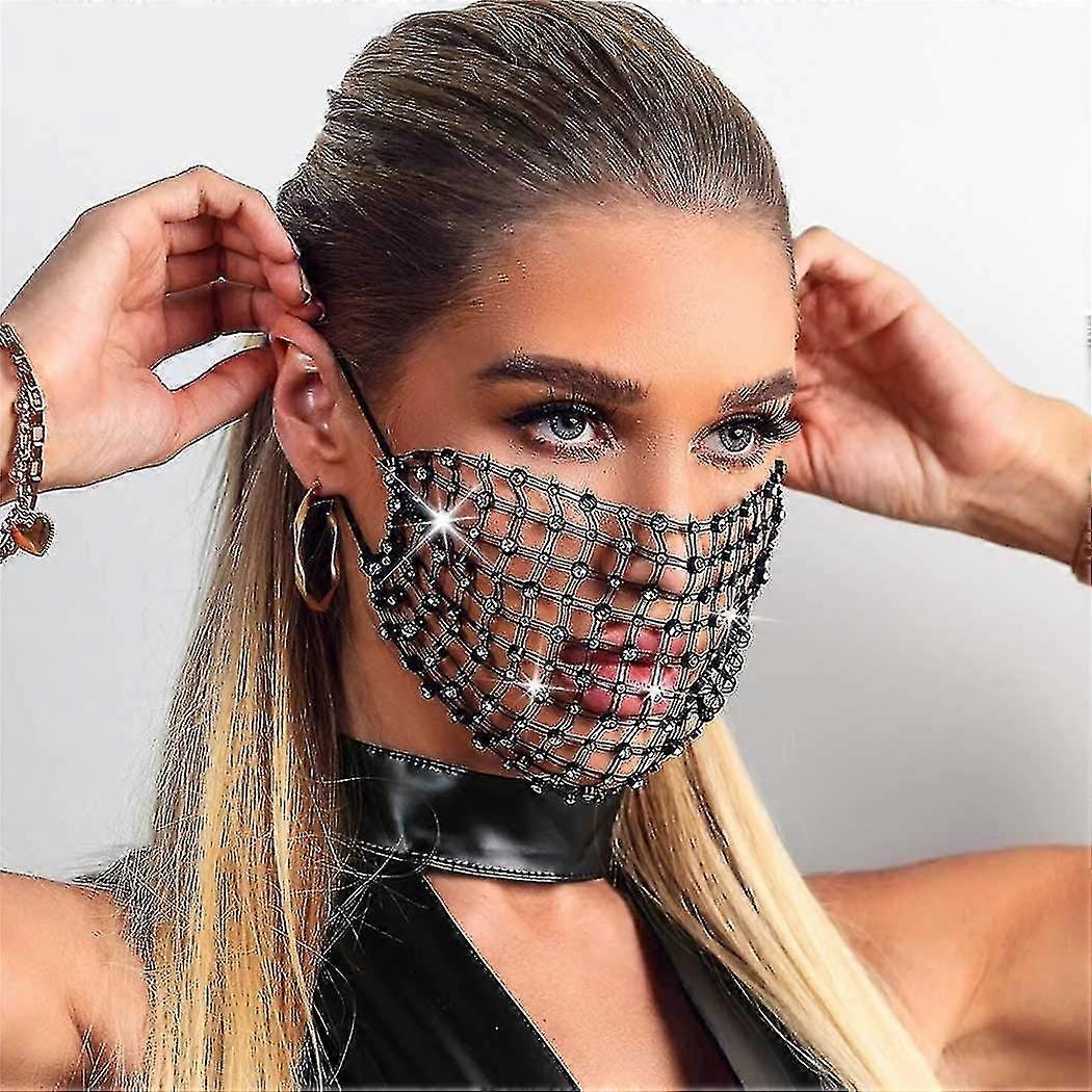 Sparkly Rhinestones Mask Crystal Mesh Mask Shine Masquerade Mask Halloween Party Carnival (1pcs)