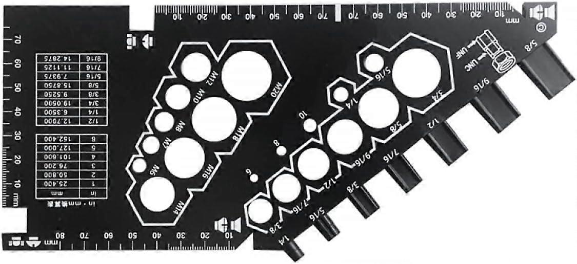 1pcs Imperial Metric Tool for Measuring Nuts and Bolts - By Tapping or Simply Inserting