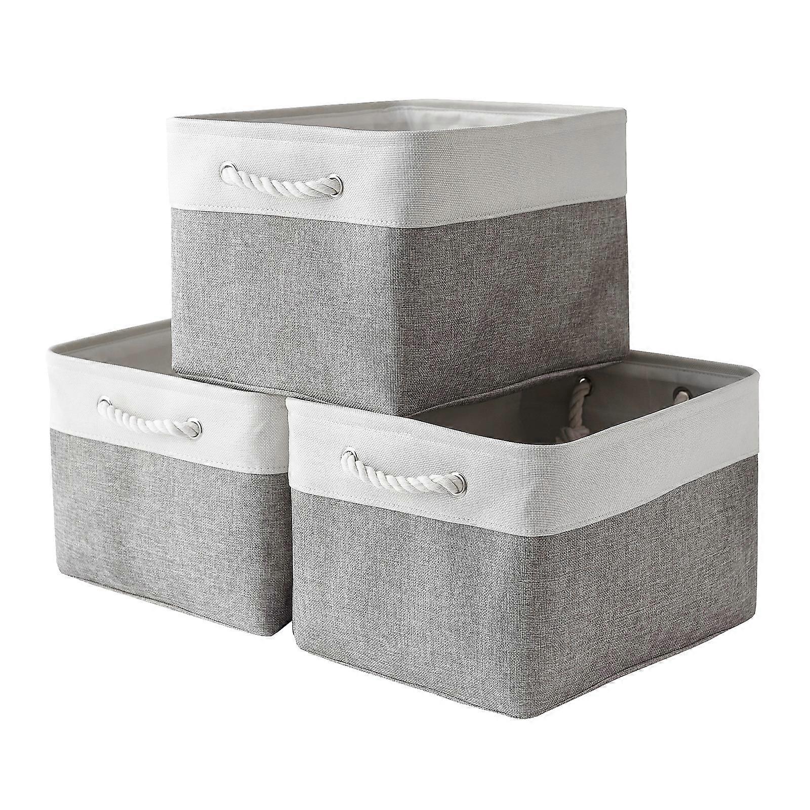 20.5*15.7*13.8in--Storage Bins [3-Pack], Foldable Storage Baskets For Organizing Toys, Books, Shelves, Closet, Large Storage Box With Rope Handles, St