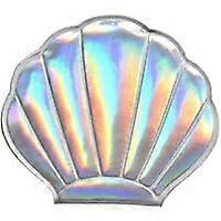 Portable PU Leather Double-Sided Foldable Mirror in Shell Shape (Silver)